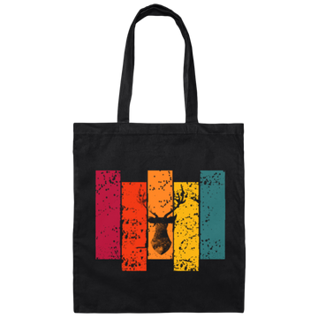 Retro Colourful Deer, Reindeer Gift Canvas Tote Bag