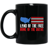 Land Of The Free Home Of The Brave, American Flag Black Mug