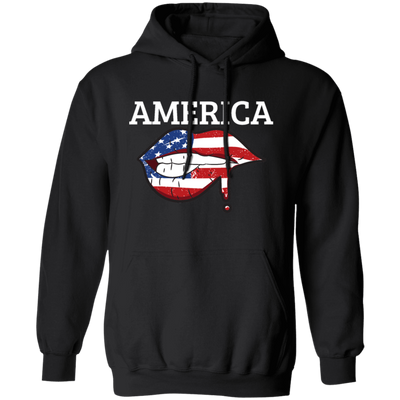 America Flag, USA Flag Lip, Sexy America, July 4th Gift, Best American Pullover Hoodie