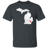 Detroit City, Michigan Map Lakes, Letter D Nature Gift, Love Michigan Unisex T-Shirt