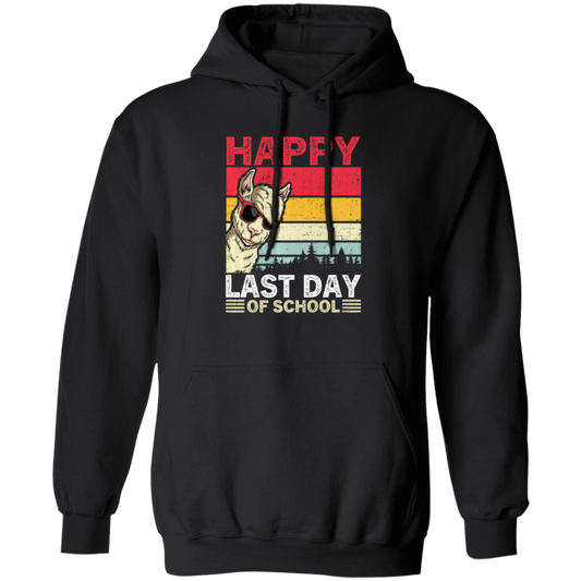 Alpaca Llama Vintage, Happy Last Day Of School Pullover Hoodie