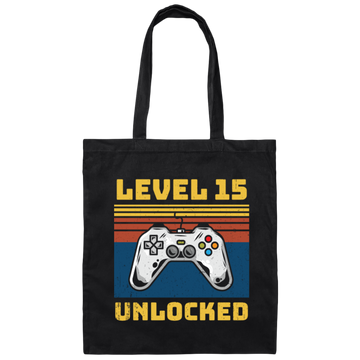 Retro 15th Birthday, Gaming Lover, Gift For Gamer 15 Years Gift Canvas Tote Bag