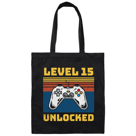 Retro 15th Birthday, Gaming Lover, Gift For Gamer 15 Years Gift Canvas Tote Bag
