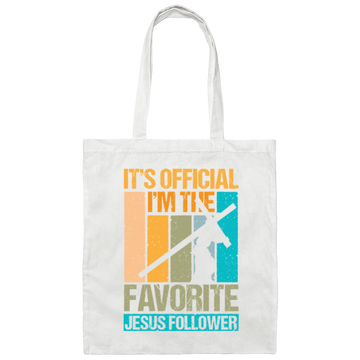 Its Official I Am The Favorite Jesus Follower Retro Jesus Canvas Tote Bag