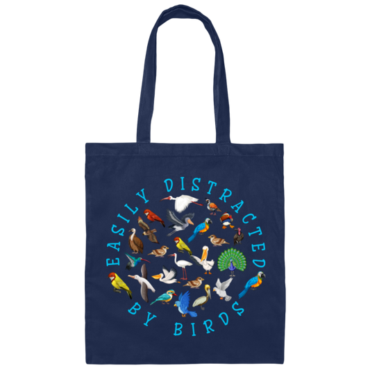 Easily Distracted By Birds, Love Birds, Kinds Of Bird Canvas Tote Bag