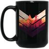 Super Cool, Colorful Hiker, Recognized A Mountain, Colorful Forest And Some Geometric Black Mug