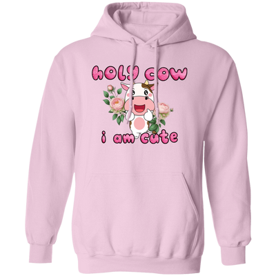 Holy Cow, I Am Cute, Cute Cow, Flower With Cow, Lovely Cow, Merry Christmas, Trendy Chrismas Pullover Hoodie