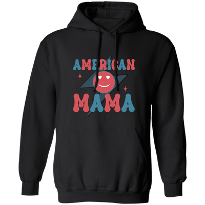 Mama American, Groovy Mama, Retro Mama, Smile Icon Pullover Hoodie