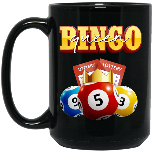 Bingo Queen, Love Bingo, Lottery Ticket, Win Lottery Black Mug