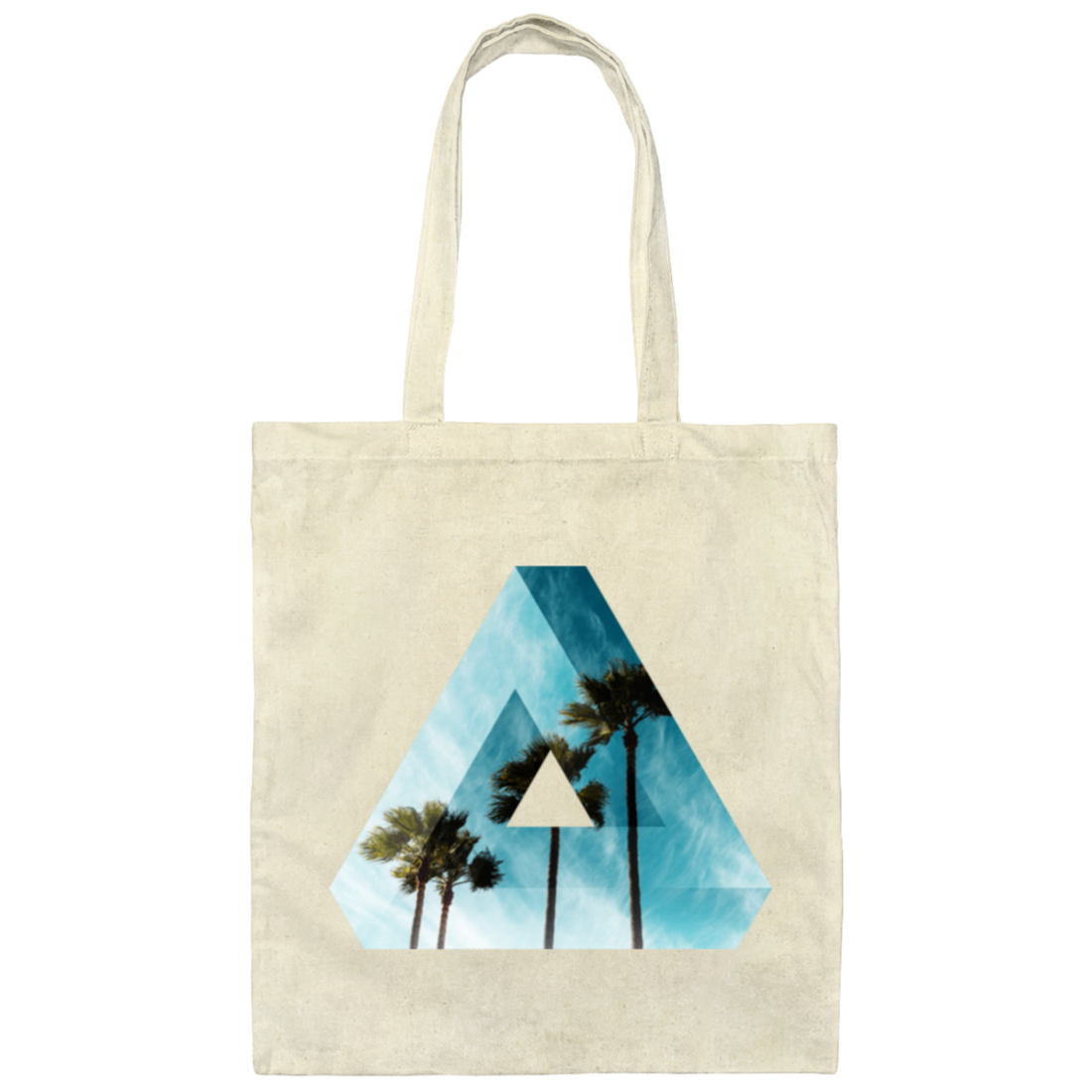 Triangle Designs With Sea And Beach, Optical Illusion Penrose Canvas Tote Bag