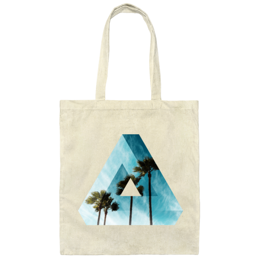 Triangle Designs With Sea And Beach, Optical Illusion Penrose Canvas Tote Bag