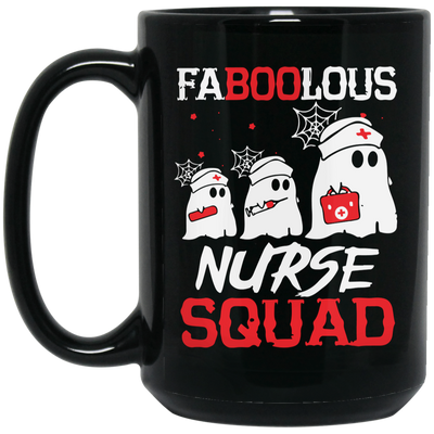 Faboolous Nurse Squad, Boo Ghost Nurse, Nurse Squad Halloween, Trendy Halloween Black Mug