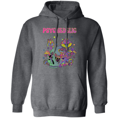 Psychedelic, Magic Mushroom, Mushroom And Skull Psycho Pullover Hoodie