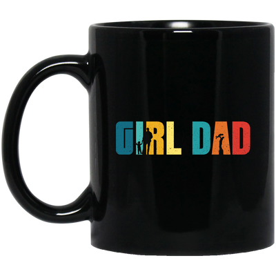 Girl Dad, Daughter's Dad, Father's Day Gifts, Retro Daddy Black Mug