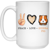 Peace Love Guinea Pig, Guinea Pig Cartoon White Mug