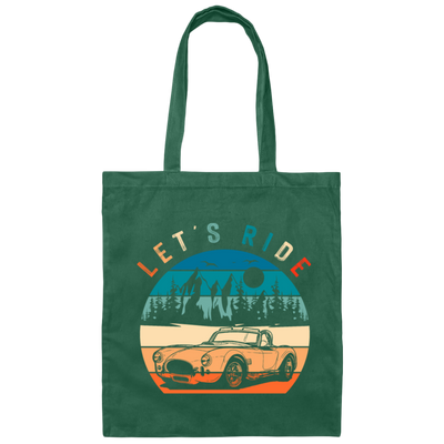 Lets Ride Love Drive Cobra Car Retro Vintage Canvas Tote Bag