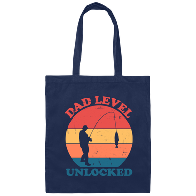 Dad Level Unlocked Vintage Man Fishing Canvas Tote Bag