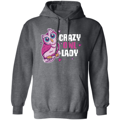 Crazy Owl Lady, Merry Xmas Gift For Owl Lover Purple Tone, Owl In Space Pullover Hoodie