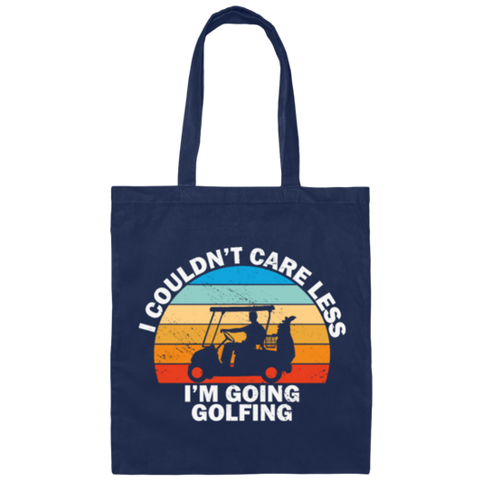 Retro I Couldn't Care Less I'm Going Golfing Golf Canvas Tote Bag