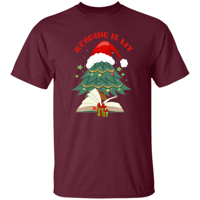 Reading Is Lit, Christmas Tree, Christmas Book, Merry Christmas, Trendy Christmas Unisex T-Shirt