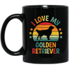 I Love My Golden Retriever, Retro Golden, Golden Silhouette Black Mug