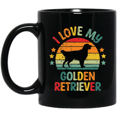 I Love My Golden Retriever, Retro Golden, Golden Silhouette Black Mug