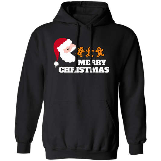 Merry Christmas, Santa Claus, Santa Pacman, Gingerbread Pullover Hoodie