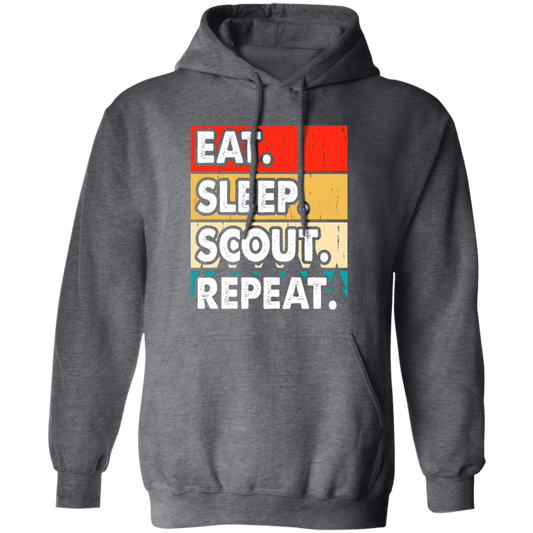 Eat Sleep Scout Repeat, Retro Scout, Scout Camping Pullover Hoodie