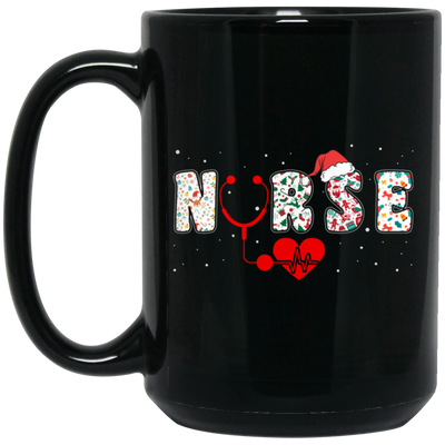 Nurse Christmas, Love Nurse, Love Christmas, Xmas Pattern Black Mug