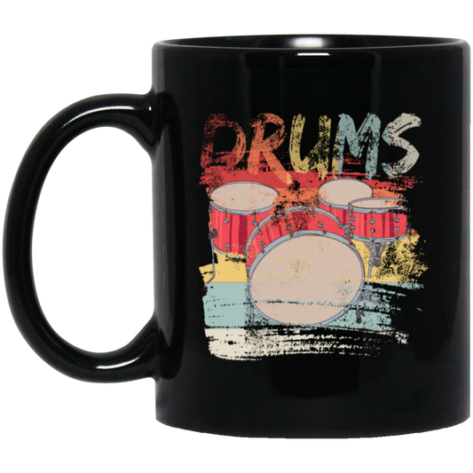 Gift For Drummer Retro Drums Passionate About Music Perfect For Orchestras Black Mug