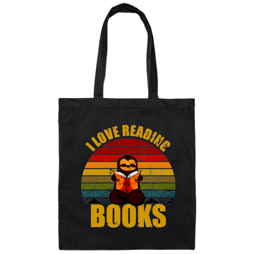 Sloth I Love Reading Books Canvas Tote Bag