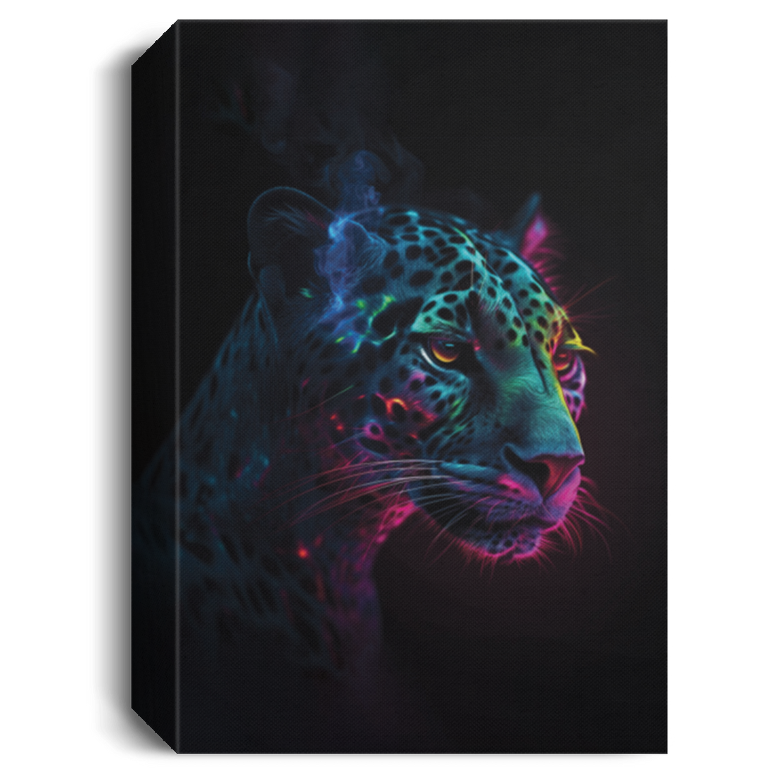 Neon Leopard, Cool Leopard In The Jungle, Mystery Neon Light Canvas