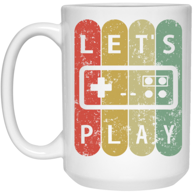 Old School Vintage, Let's Play Game, Retro Video Game, Player Gift White Mug