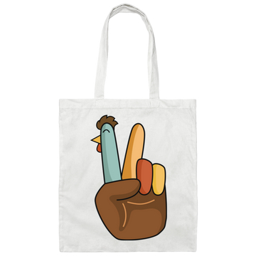 Hi Fall, Thanksgiving's Day, Peace Sign, Peace Sign Turkey, Funny Turkey, Turkey's Day Canvas Tote Bag