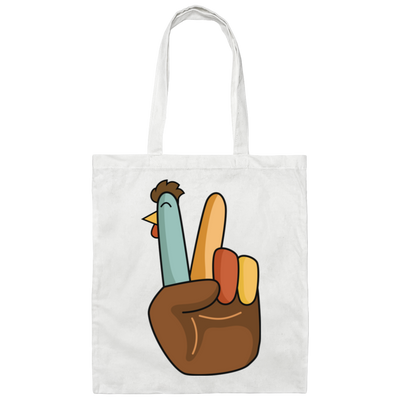 Hi Fall, Thanksgiving's Day, Peace Sign, Peace Sign Turkey, Funny Turkey, Turkey's Day Canvas Tote Bag