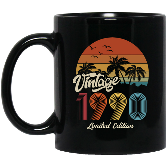 Vintage 1990, 1990 Birthday, 1990 Limited Edition, 1990 Retro Black Mug