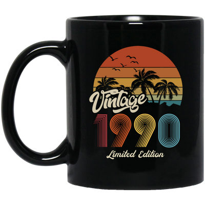 Vintage 1990, 1990 Birthday, 1990 Limited Edition, 1990 Retro Black Mug