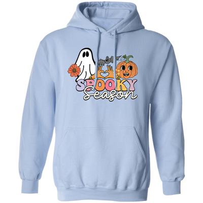 Spooky Season, Groovy Halloween, Boo And Bat Pullover Hoodie