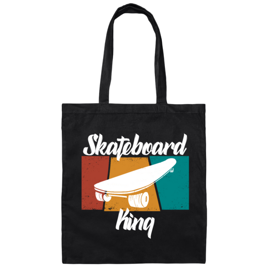 Skateboard King, Retro Skateboard Canvas Tote Bag