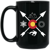 Denver Colorado, Snowboarding Direction, Sun Snow And Mountain Black Mug