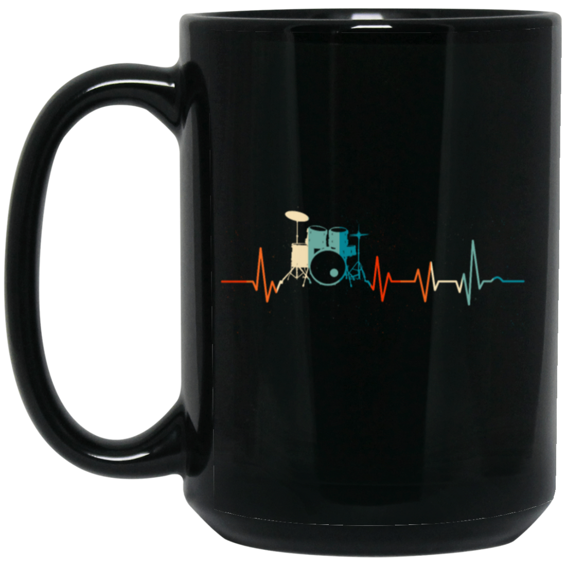 Drummer, Drumsticks, Drumming, Heartbeat Rock Lover, Rocker Vintage Gift Black Mug