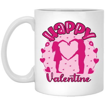 Happy Valentine, Love You, Love Valentine, Happy Couple White Mug
