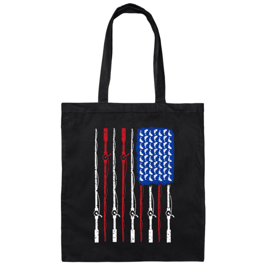 American Rod, Fishing American, Fisherman Lover, Fisherman Gift, Fish Rod Canvas Tote Bag