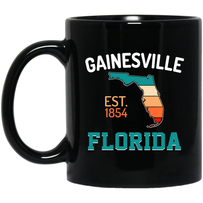 Gainesville, Florida, EST 1854, Retro Florida, American State Black Mug