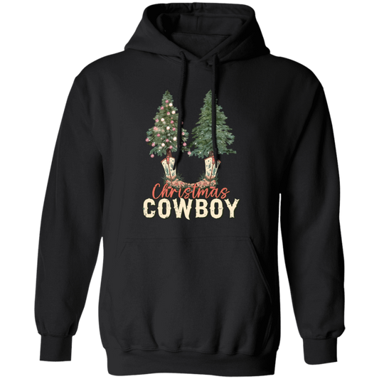 Christmas Tree, Christmas Cowboy, Cowboy, Merry Christmas Pullover Hoodie