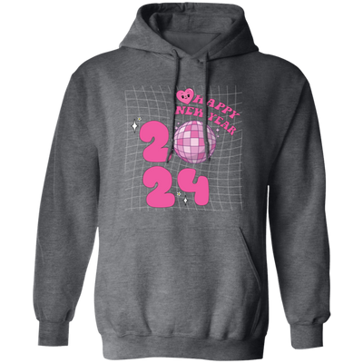 Happy New Year, 2024 New Year, Pink Bauble, Trendy New Year, Merry Christmas, Trendy Christmas Pullover Hoodie