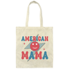Mama American, Groovy Mama, Retro Mama, Smile Icon Canvas Tote Bag