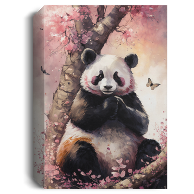 Cute Panda Under The Cherry Blossom Tree, Gentle And Lovely In Spring Canvas