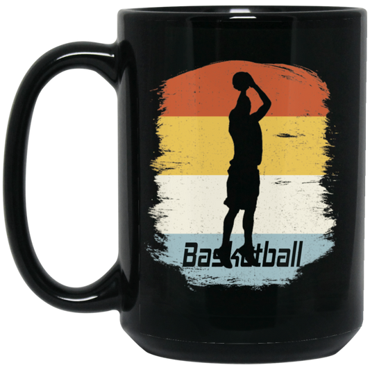 Volleyball Lover, Hoops Retro Style, Vintage Volleyball, Retro Sport Black Mug