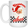 Christmas Vibes, Groovy Xmas, Cute Santa, Santa Face, Merry Christmas, Trendy Christmas White Mug
